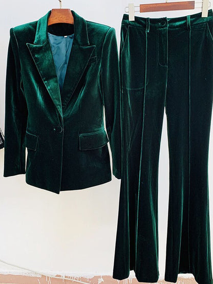 Angela Blazer & Pants Set In Green