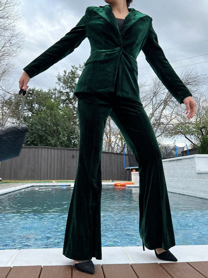 Angela Blazer & Pants Set In Green