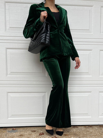 Angela Blazer & Pants Set In Green