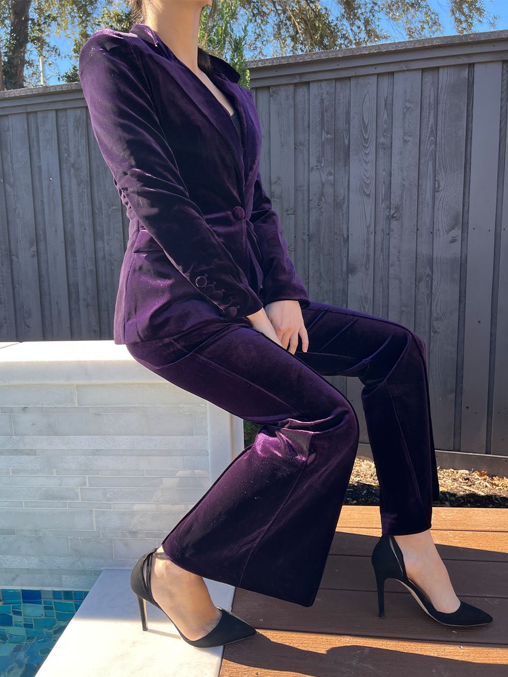 Angela Blazer & Pants Set In Purple