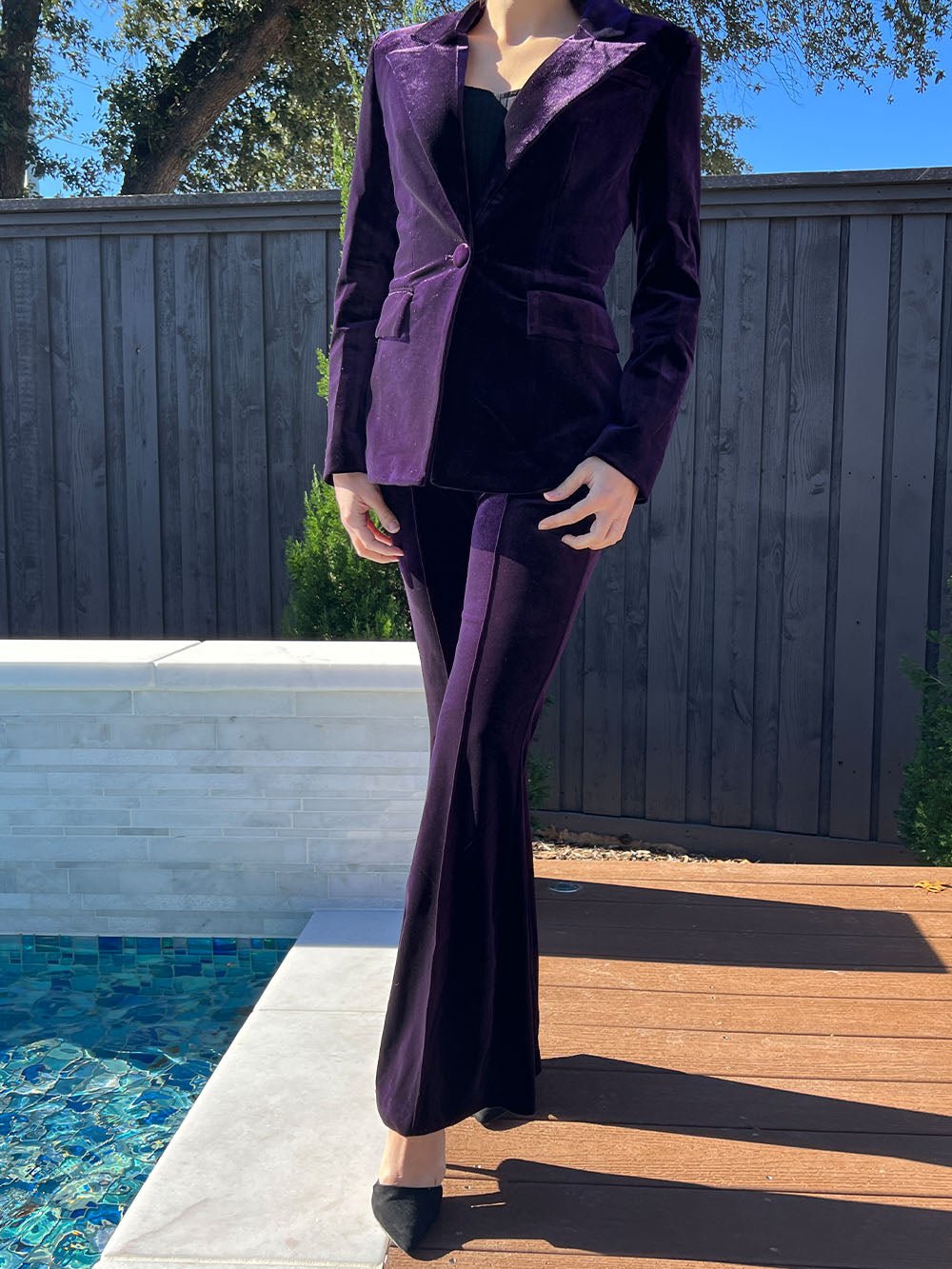 Angela Blazer & Pants Set In Purple