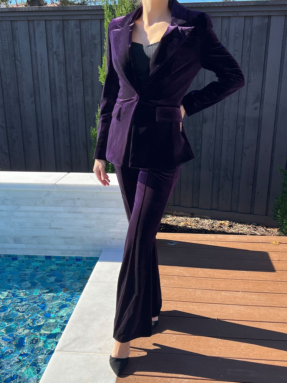 Angela Blazer & Pants Set In Purple