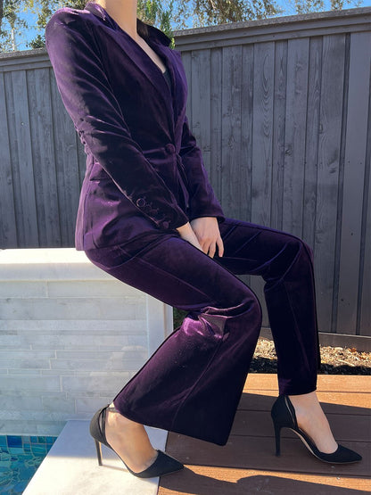 Angela Blazer & Pants Set In Purple