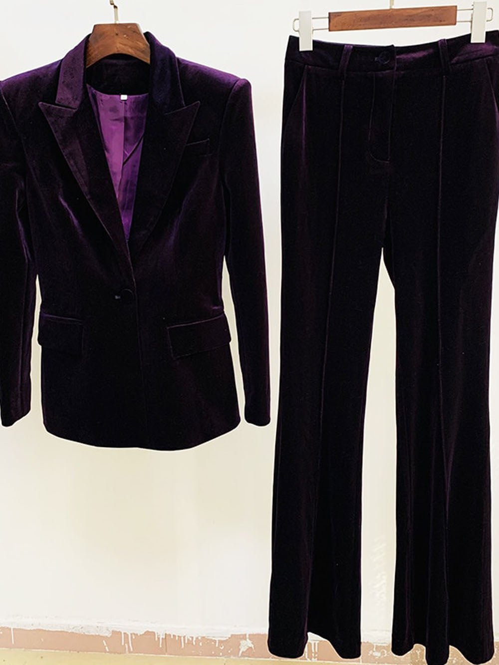 Angela Blazer & Pants Set In Purple