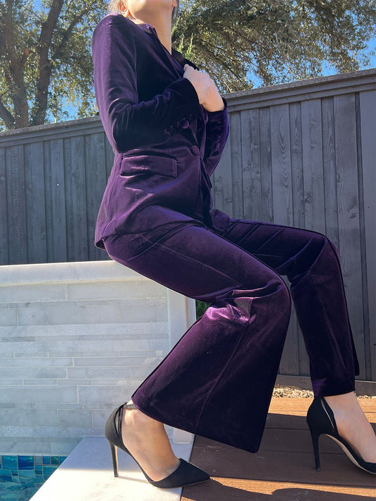 Angela Blazer & Pants Set In Purple