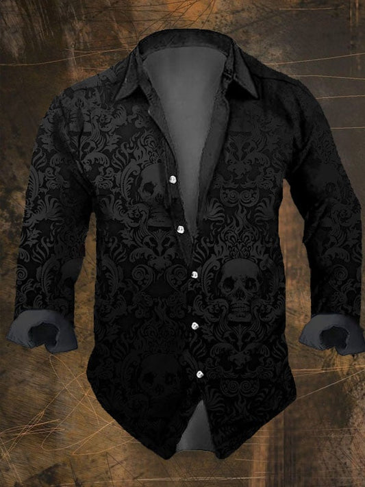 Evan | Men's Shirt with Vintage Dark Skull Print