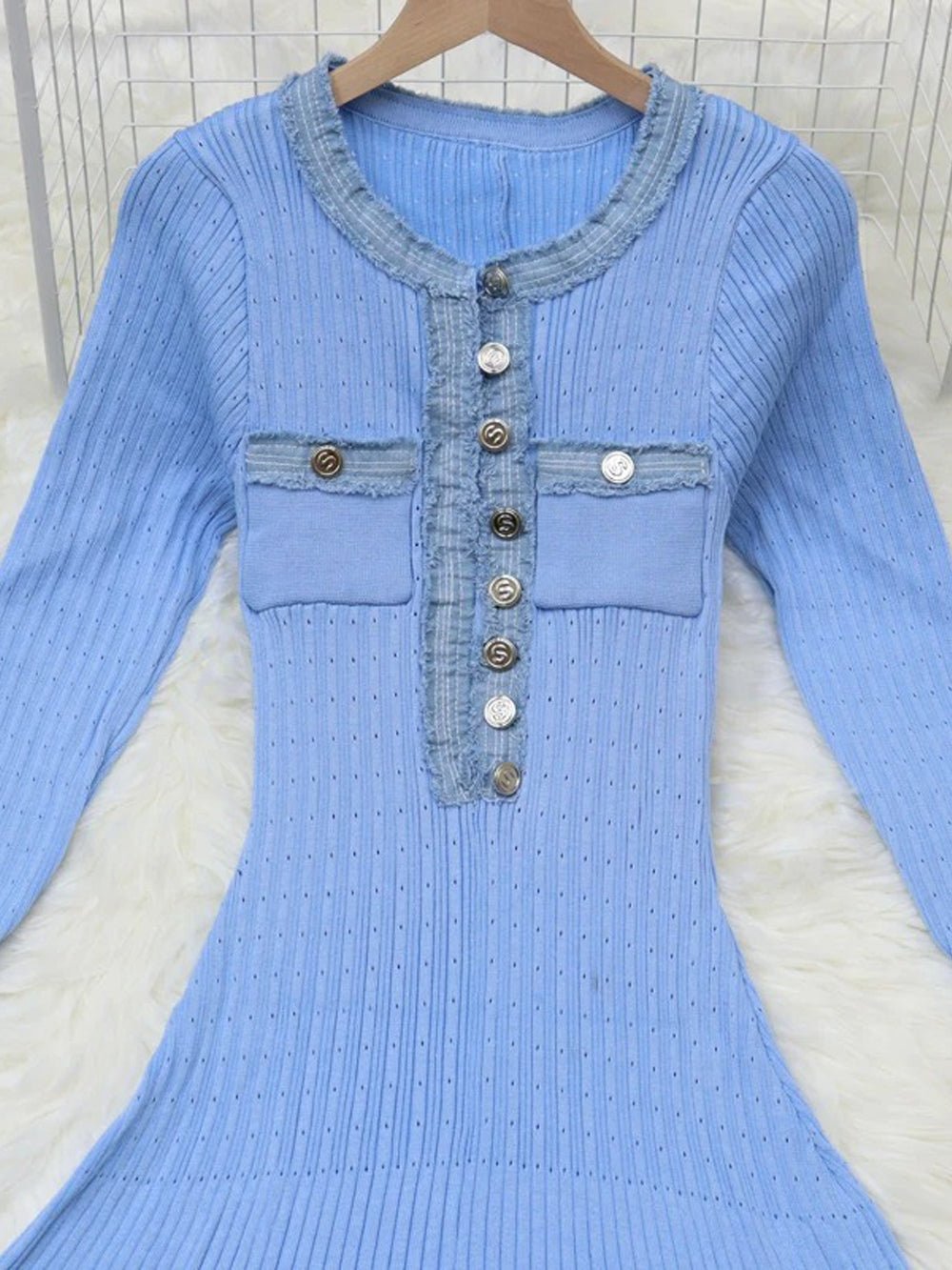 Caitlyn Long Sleeve Denim Sweater