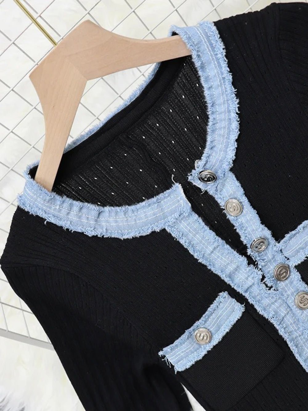 Caitlyn Long Sleeve Denim Sweater