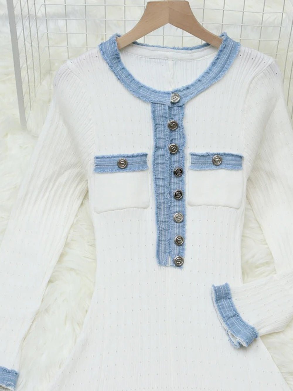 Caitlyn Long Sleeve Denim Sweater