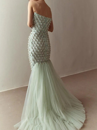 Celia Crystal Pearl Mermaid Maxi Dress Threads & Bond