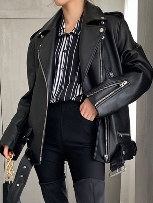 Celia Faux Leather Jacket In Black