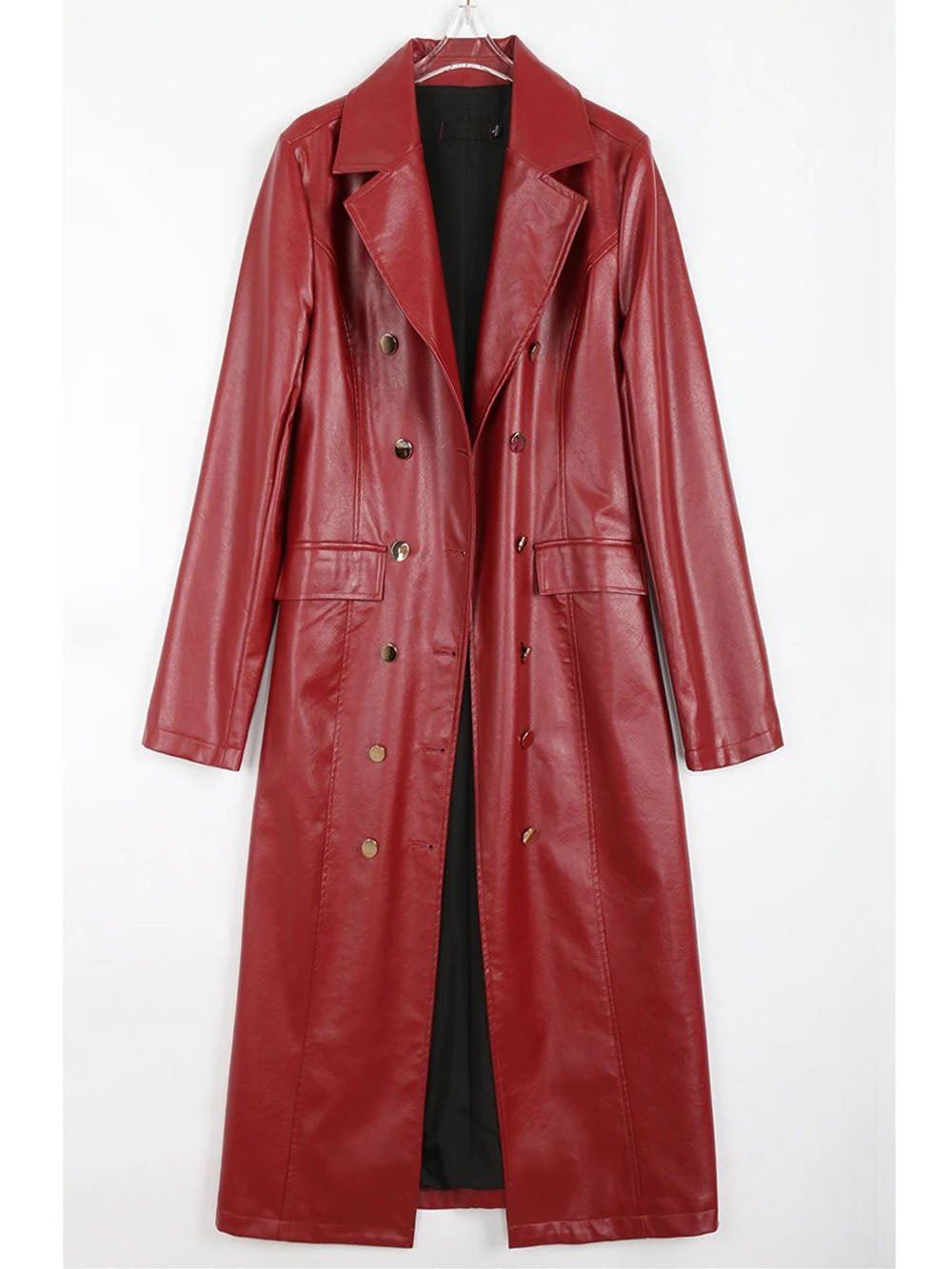 Chase Faux Leather Trench Coat In Red Threads & Bond