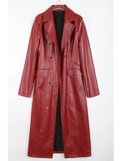 Chase Faux Leather Trench Coat In Red Threads & Bond