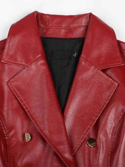 Chase Faux Leather Trench Coat In Red Threads & Bond