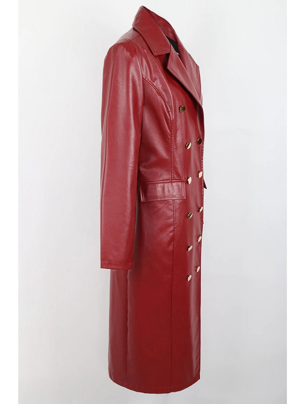 Chase Faux Leather Trench Coat In Red Threads & Bond