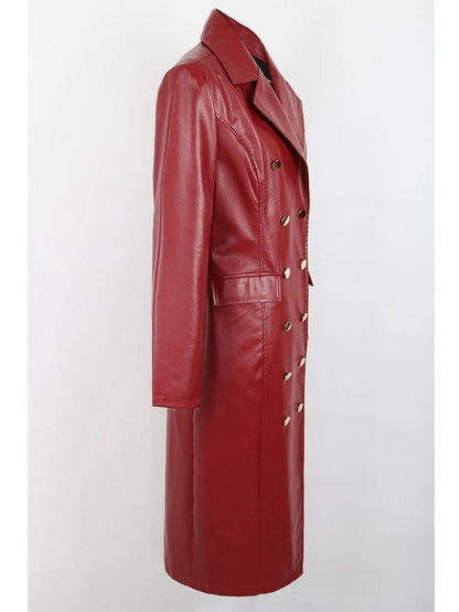 Chase Faux Leather Trench Coat In Red Threads & Bond