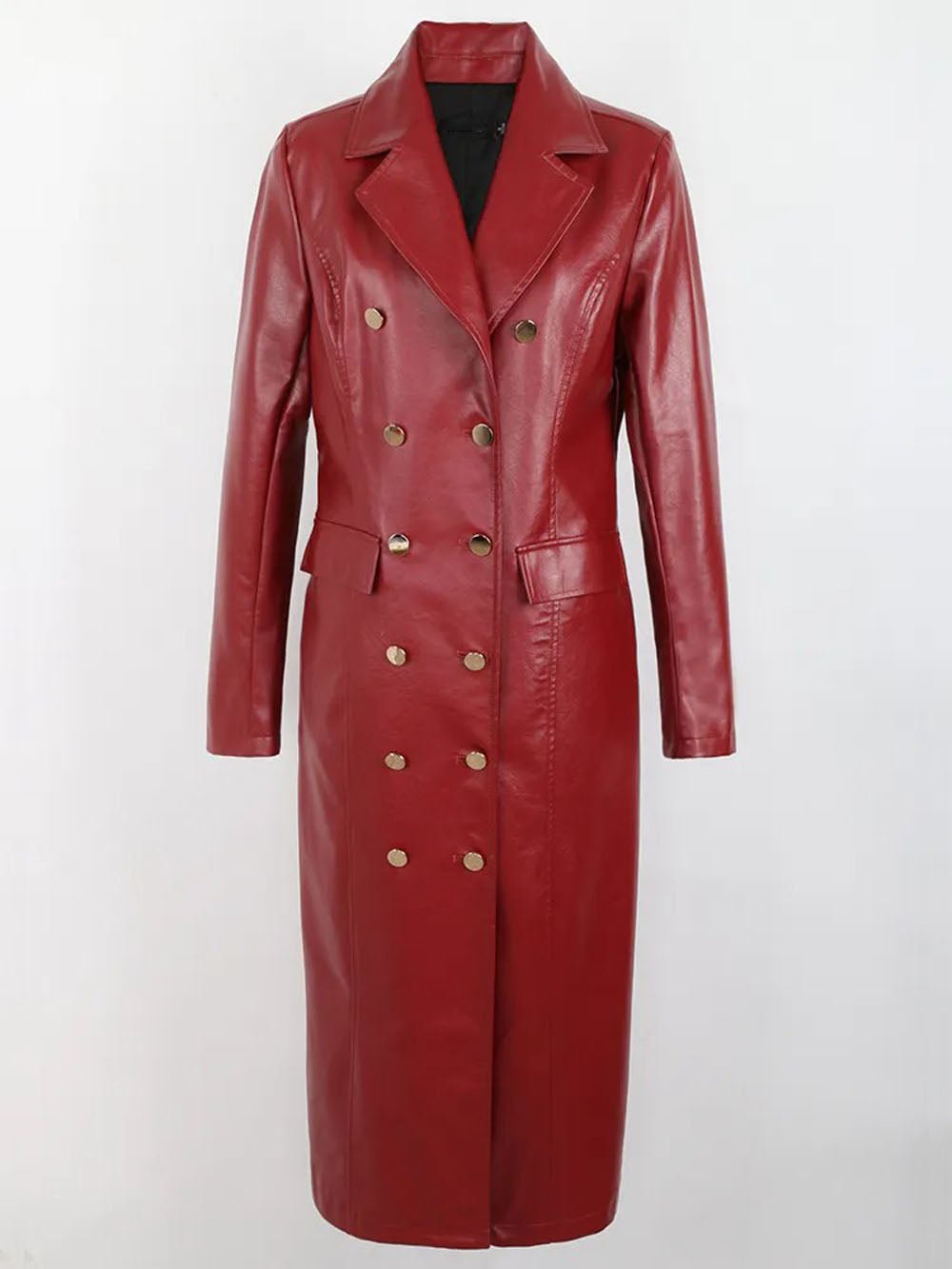 Chase Faux Leather Trench Coat In Red Threads & Bond