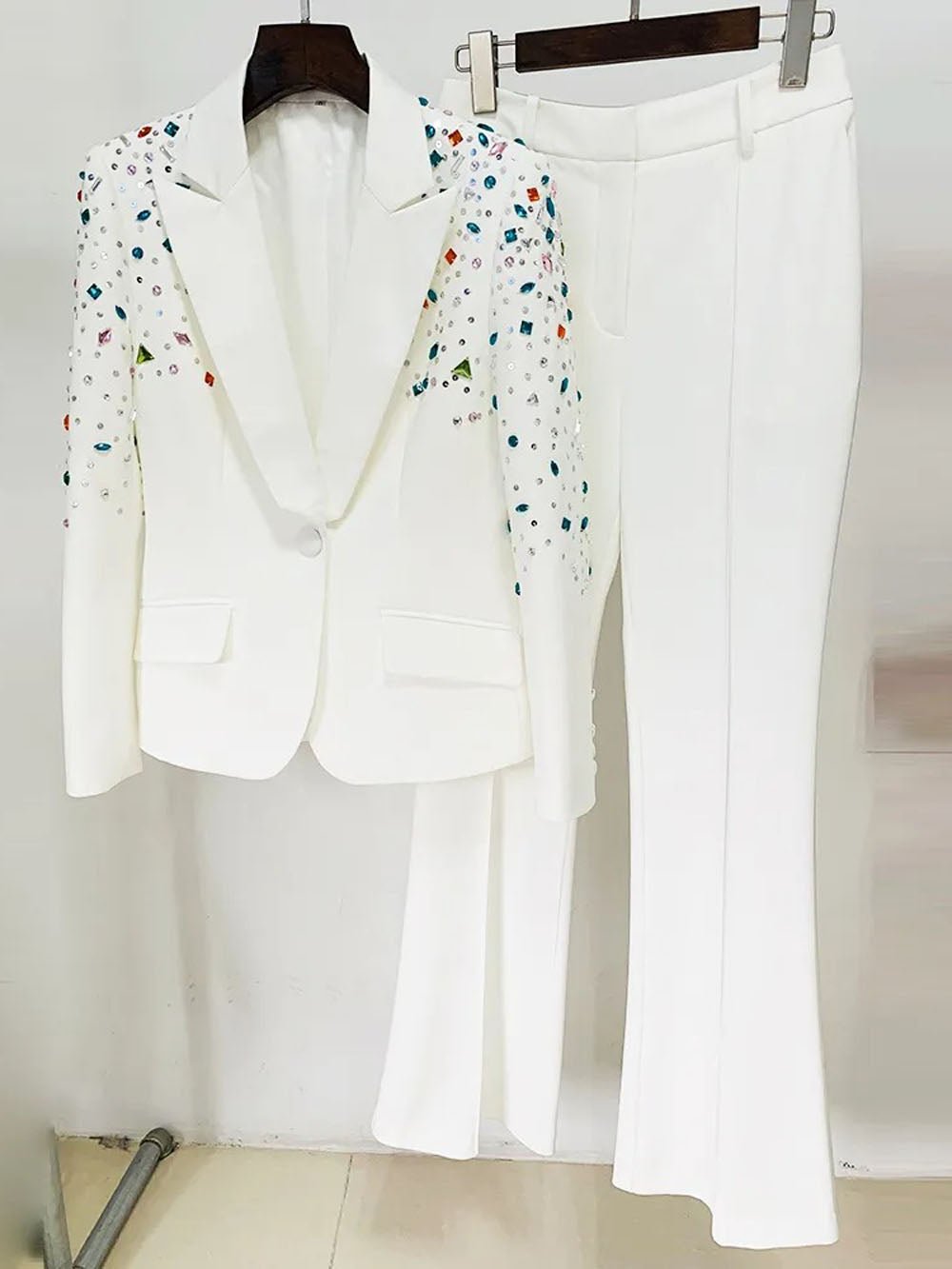 Deborah Diamond Beaded Blazer & Pant Set