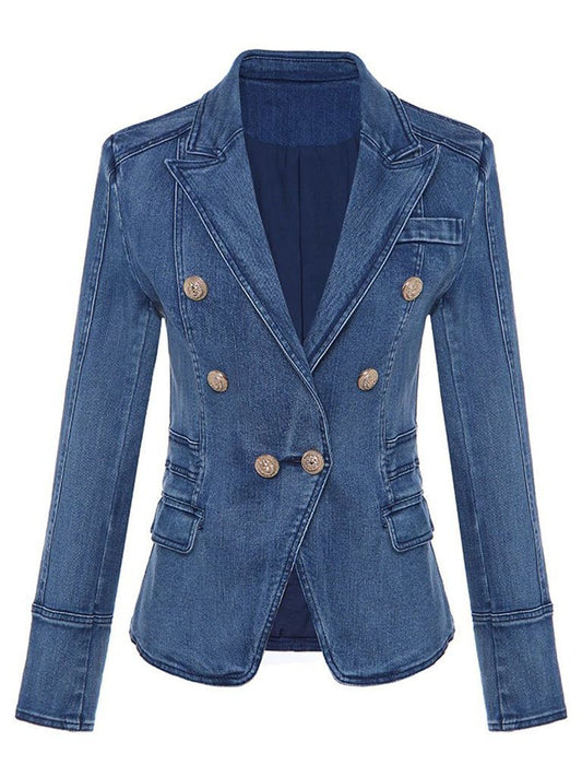 Double-Breasted Denim Blazer