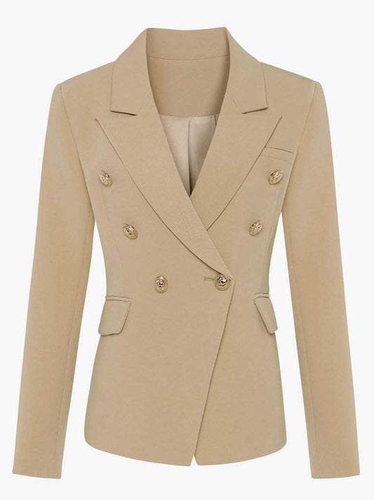 Double-Breasted Khaki Blazer