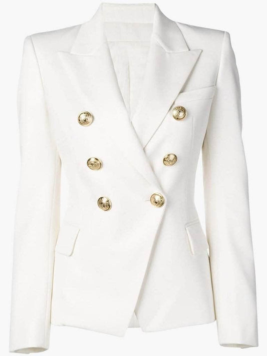 Double-Breasted White Blazer