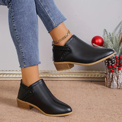 Melany | Retro Pointed Toe Short Boots