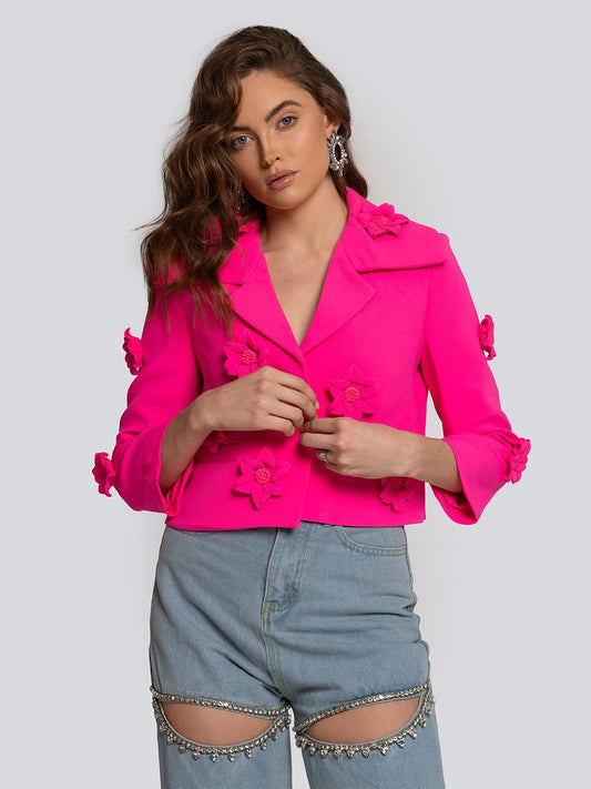 Elise Floral Applique Cropped Jacket Threads & Bond