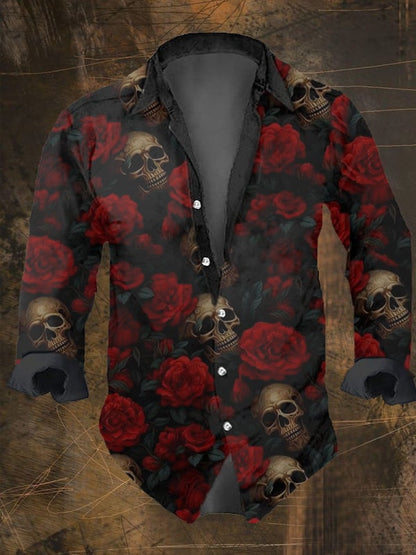 Luis | Men's Shirt with Vintage Dark Skull Print