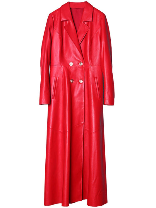 Flavia Faux Leather Trench Coat