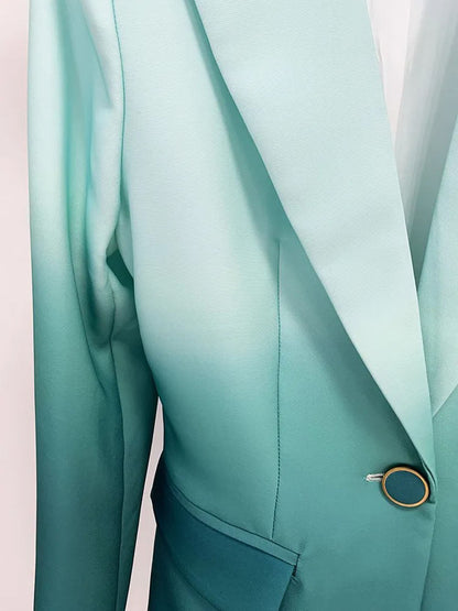 Aqua Elegance Blazer & Pants Set