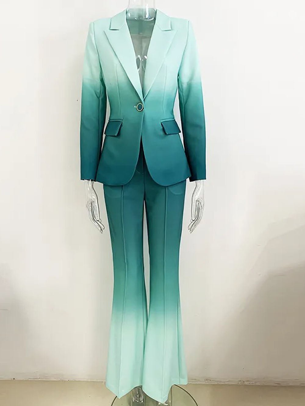 Aqua Elegance Blazer & Pants Set