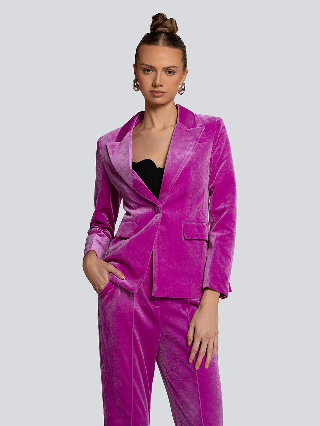 Jolene Velvet Fitted Blazer & Flared Pants Set Threads & Bond