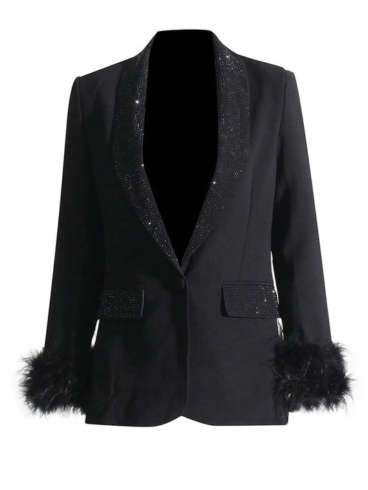 Layla Spliced Feather Chic Blazer Threads & Bond