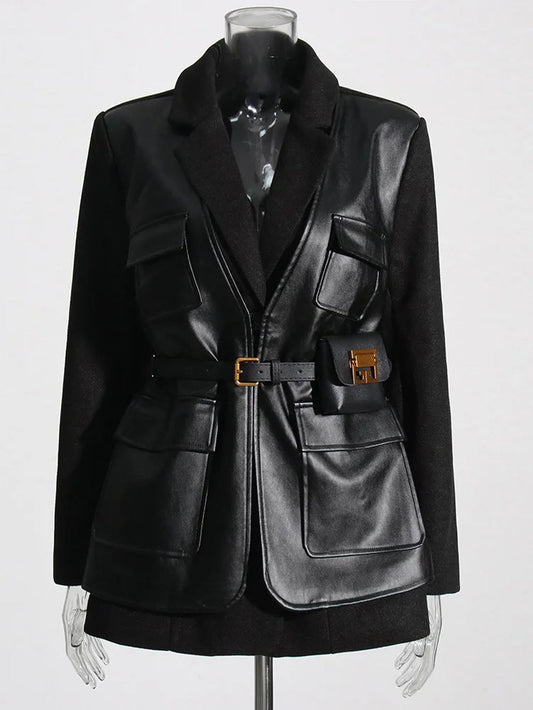 Miriam Belted Faux Leather Jacket Threads & Bond