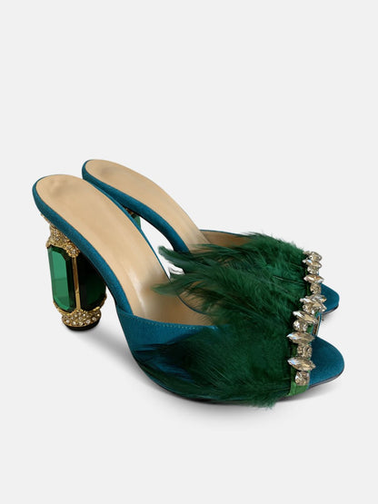 Nora Crystal Feather Heel Sandal