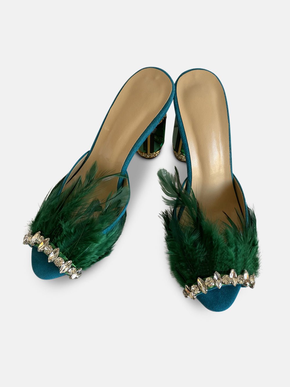 Nora Crystal Feather Heel Sandal