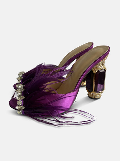 Nora Crystal Feather Heel Sandal