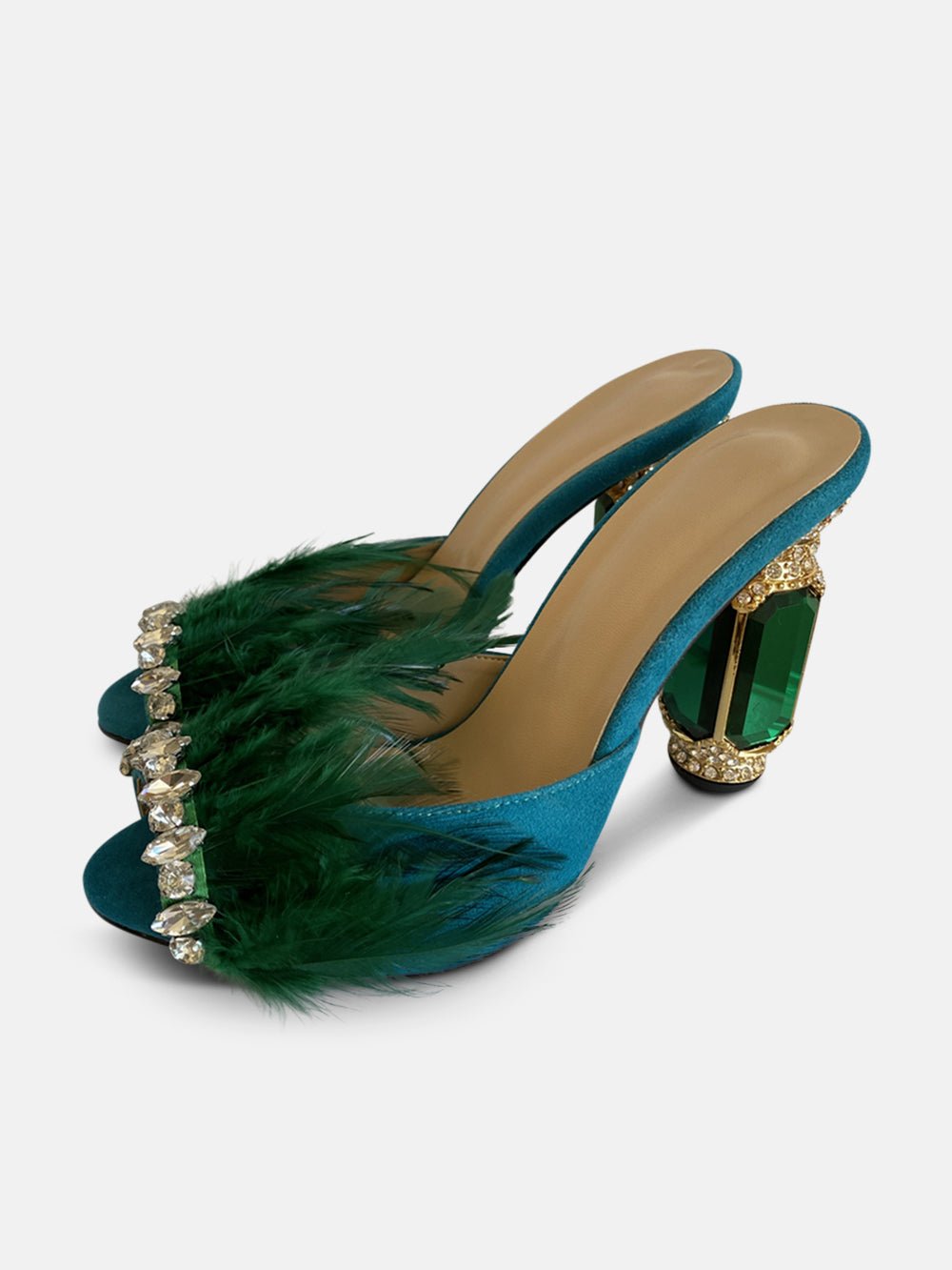 Nora Crystal Feather Heel Sandal