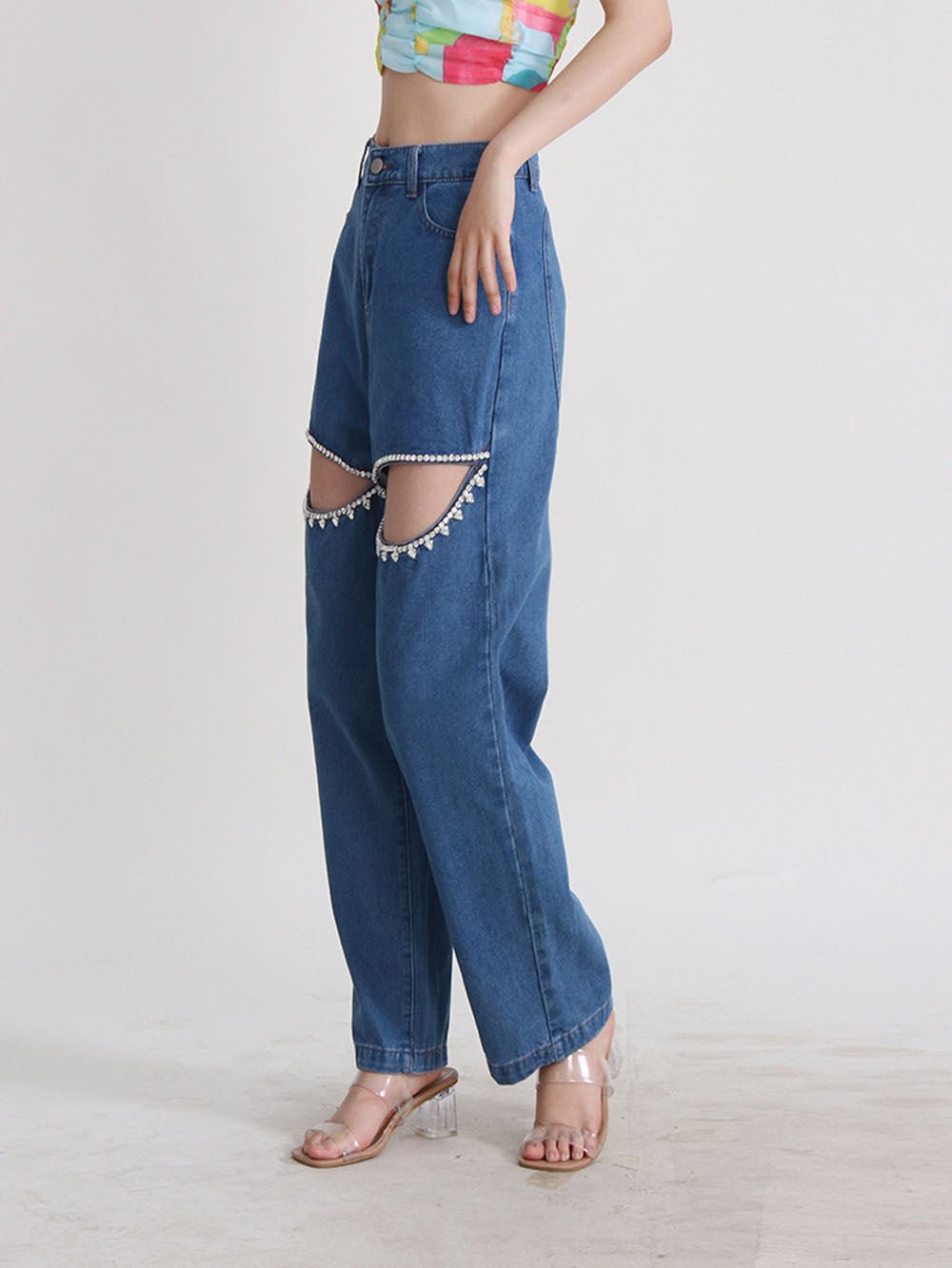 Peach Button Hollow Pant