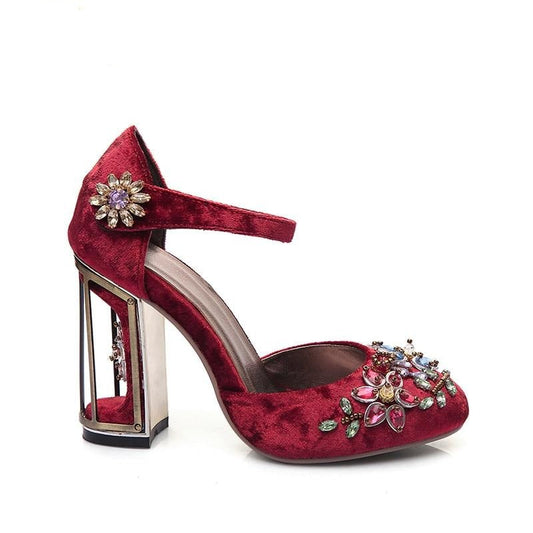 Crystal Flower Mary Janes Pumps Threads & Bond