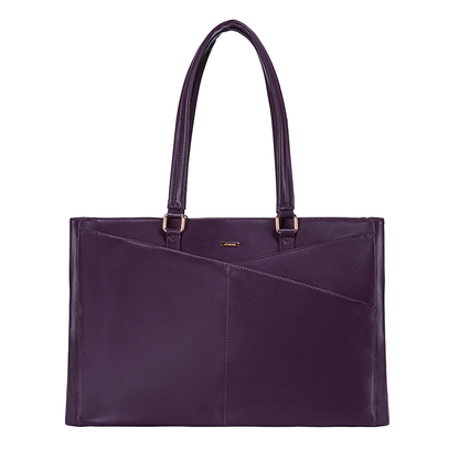 Elegant Purple Leather Laptop Tote