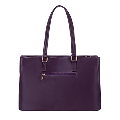 Elegant Purple Leather Laptop Tote