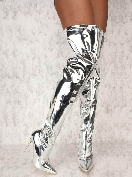 Ricci Punk Boots In Silver