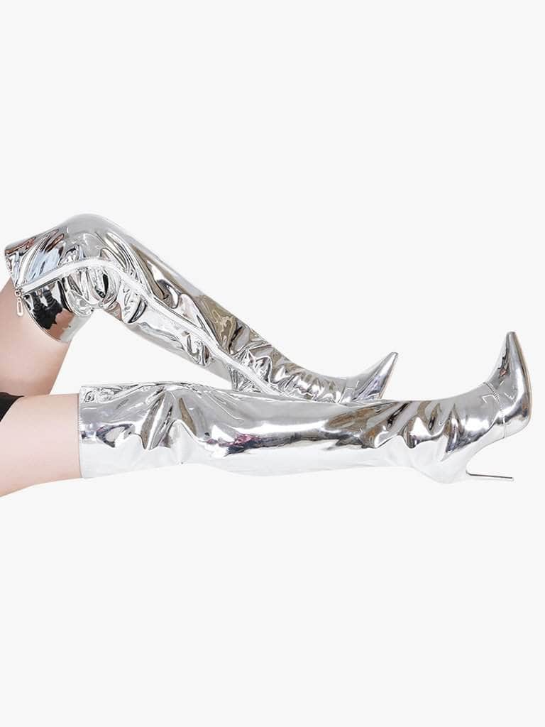 Ricci Punk Boots In Silver