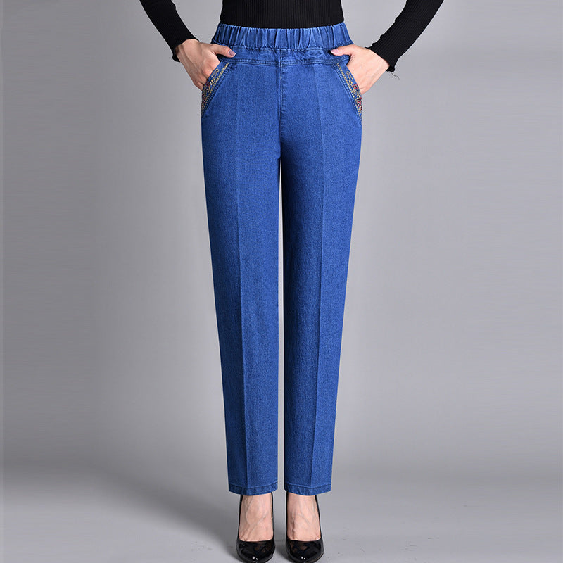 Margot | Women's jeans with side pockets and elastic waistband