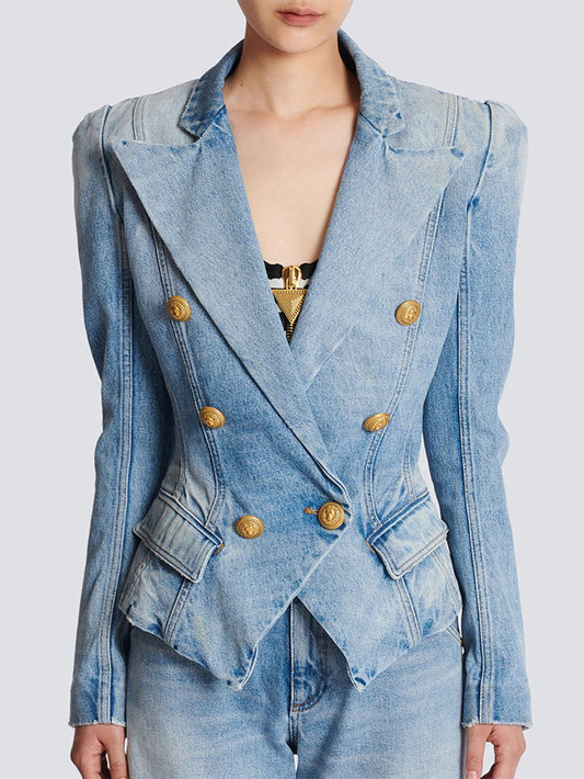 Zeke Double Breasted Denim Blazer